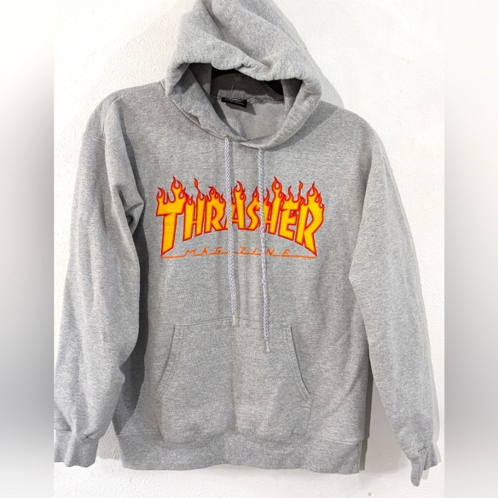 Thrasher Magazine Hoodie w/flames Spell Out men's S